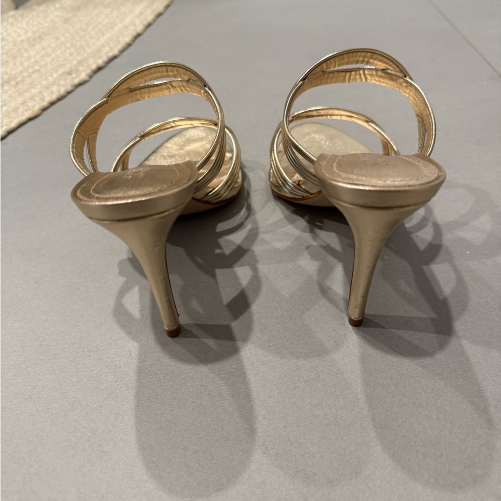 SCHUTZ Gold Heels Elegant Strappy Design - Picture 3 of 4